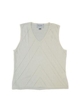 INGENUITY SILK BLEND WOMEN'S IVORY KNIT V-NECK PATTERNED TANK TOP SIZE MEDIUM